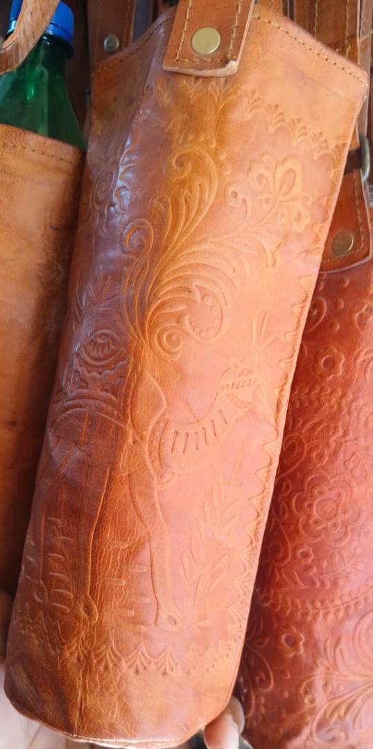 Embossed Leather Bottle Holder