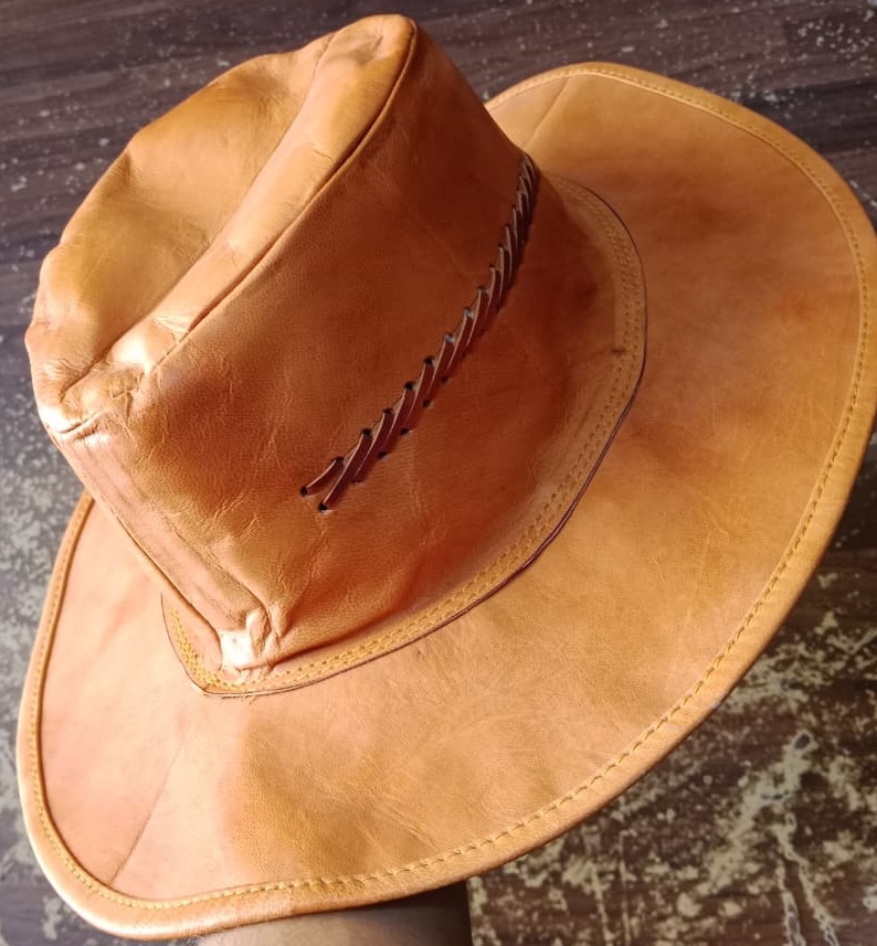 Brown Leather Cowboy Hat