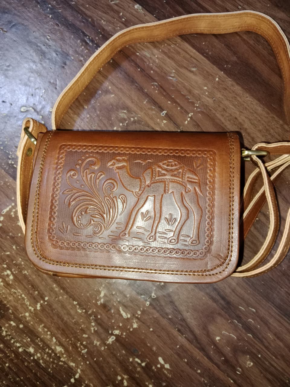 Floral Embossed Leather Shoulder Bag