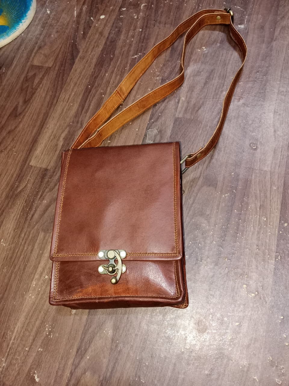 Plain Brown Leather Crossbody Bag