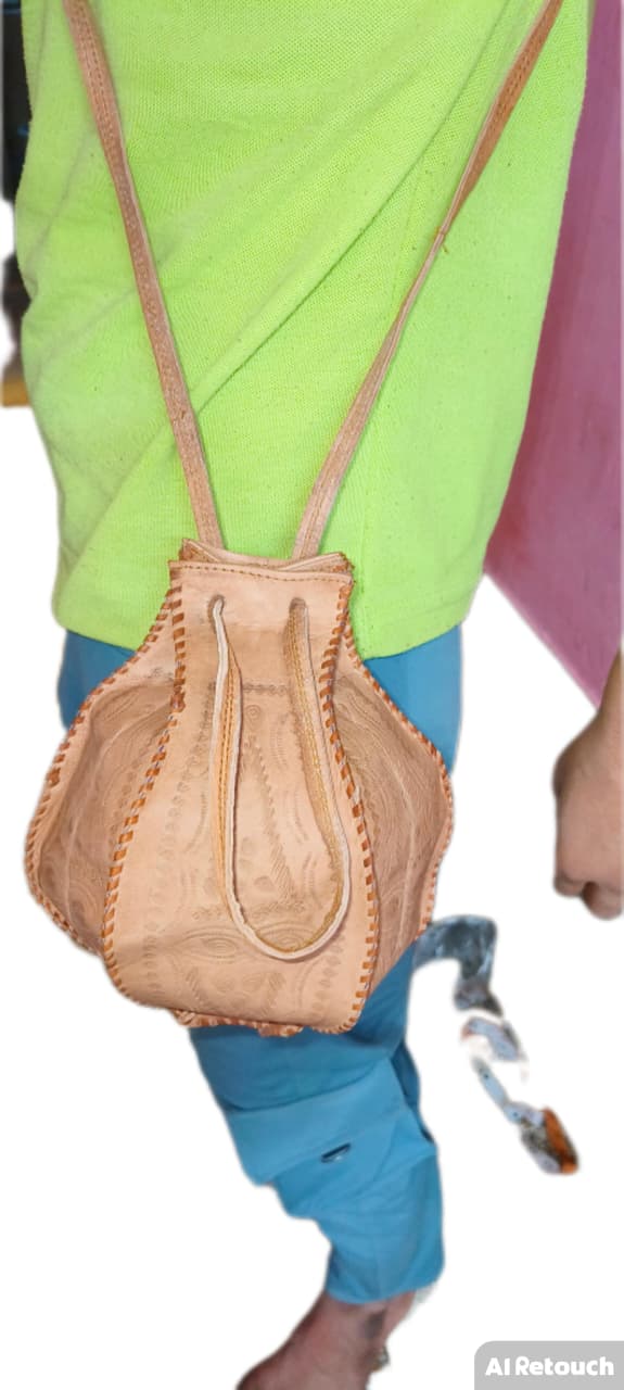 Camel Panel Leather Crossbody Bag