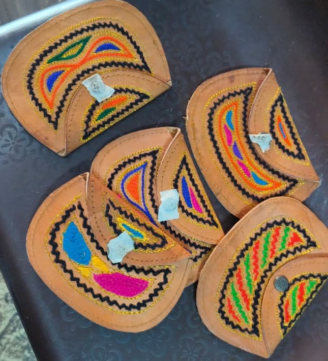 Embroidered Leather Coin Purse